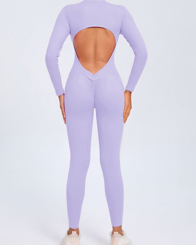 ZASUWA Female Backless Zipper Hollow Out Scrunch Bum Jumpsuit