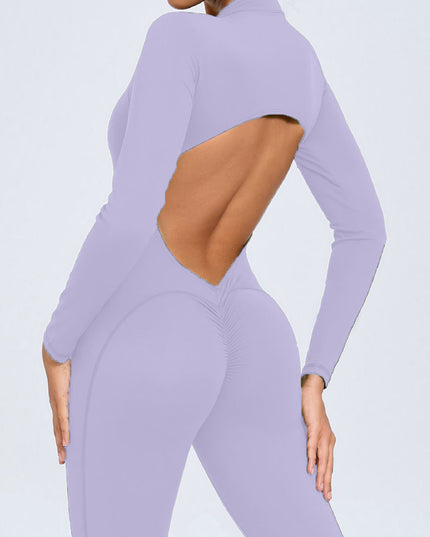 ZASUWA Female Backless Zipper Hollow Out Scrunch Bum Jumpsuit