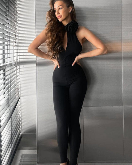 🖤ZASUWA Female Unique Flower Cutout Backless Jumpsuits