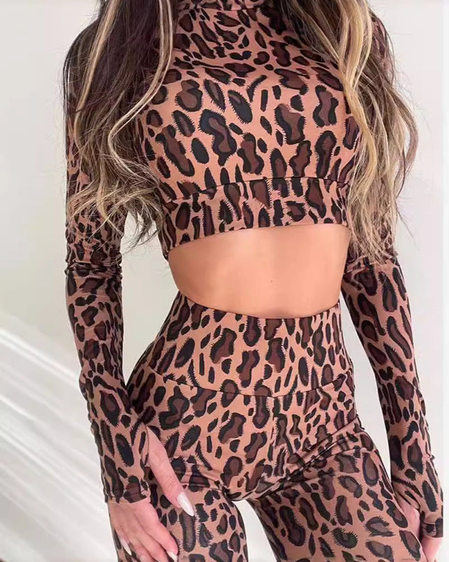 ZASUWA Female Sexy Leopard Print Tracksuit