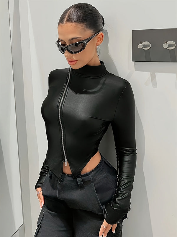 ZASUWA Female Zipper  Faux Leather Jackets