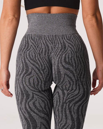 ZASUWA Female Zebra Print Scrunch Bum Seamless Leggings
