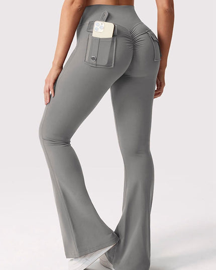 ZASUWA Female Pocket Scrunch Bum Flare Cargo Leggings