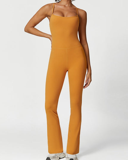 ZASUWA Female U Collar Flare Jumpsuits