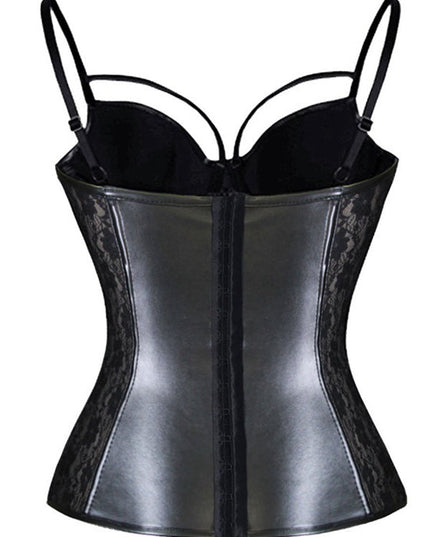 ZASUWA Female Lace PU Faux Leather Corset Shapewear