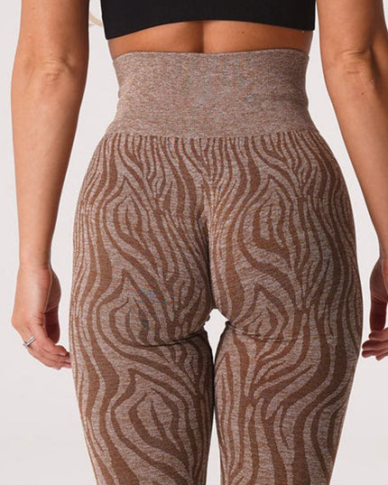 ZASUWA Female Zebra Print Scrunch Bum Seamless Leggings