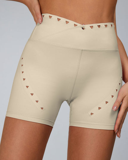 ZASUWA Female Cutout V Shape Waist Spandex Gym Booty Shorts