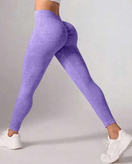 ZASUWA Female Denim Deep V Back Scrunch Bum Leggings