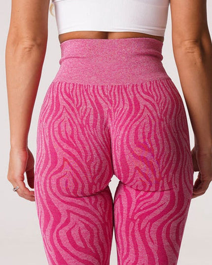 ZASUWA Female Zebra Print Scrunch Bum Seamless Leggings