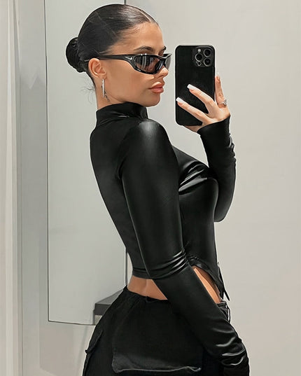 ZASUWA Female Zipper  Faux Leather Jackets