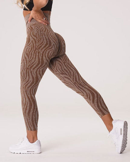 ZASUWA Female Zebra Print Scrunch Bum Seamless Leggings