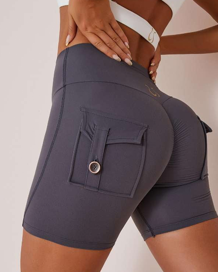 ZASUWA Female Elastic Hip Lifting Spandex Gym Cargo Booty Shorts