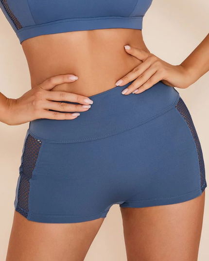 ZASUWA Female Sexy Mesh Stitching Cutout Spandex Gym Booty Shorts