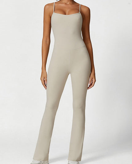 ZASUWA Female U Collar Flare Jumpsuits