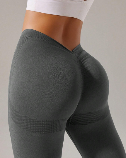 ZASUWA Female Unique Deep V Back Scrunch Bum Leggings