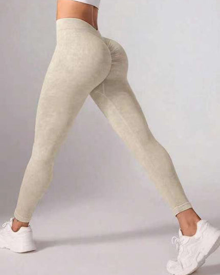 ZASUWA Female Denim Deep V Back Scrunch Bum Leggings