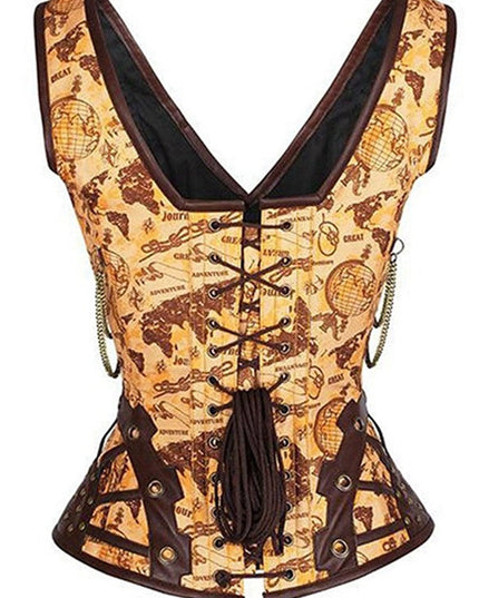 ZASUWA Female PU Faux Leather Buttons Gothic Corset Shapewear