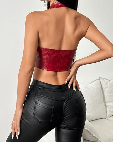 ZASUWA Female Faux Leather Corset Sports Bras