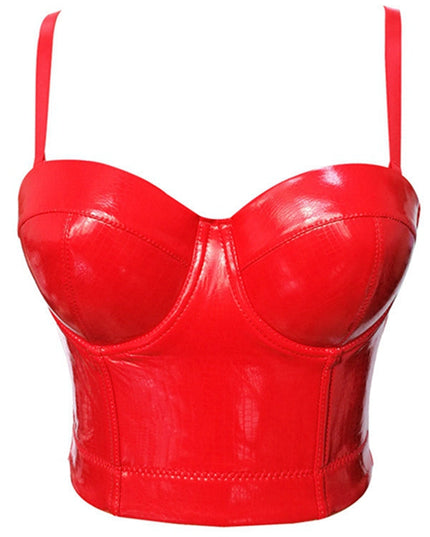 ZASUWA Female Glossy PU Faux Leather Corset Shapewear