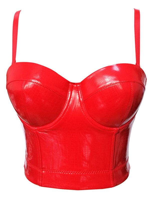ZASUWA Female Glossy PU Faux Leather Corset Shapewear