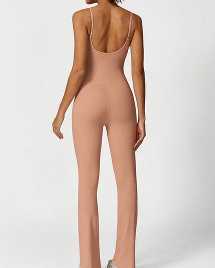 ZASUWA Female U Collar Flare Jumpsuits