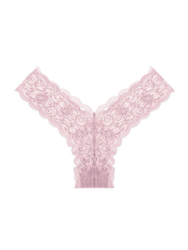 ZASUWA Female V-shape Wasited Flower Lace T-back Panties