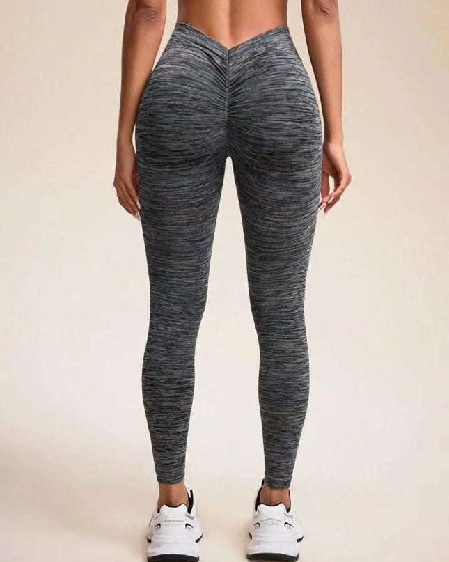 ZASUWA Female Deep V Back Scrunch Bum Seamless Leggings