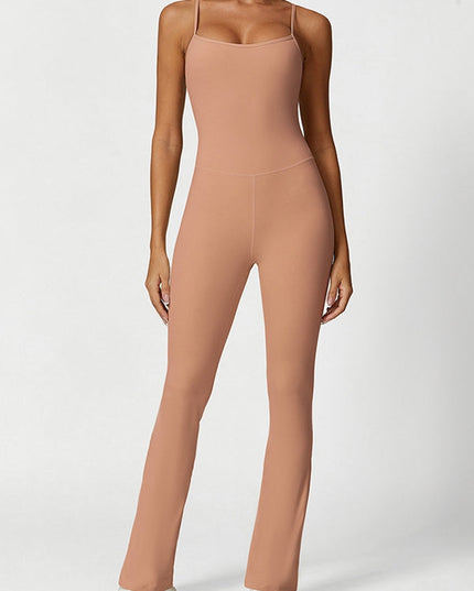 ZASUWA Female U Collar Flare Jumpsuits