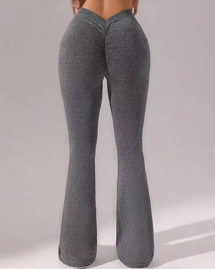 ZASUWA Female Deep V Back Flare Scrunch Bum Leggings