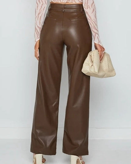 ZASUWA Female Fuax Leather Pocket Fashion Pants