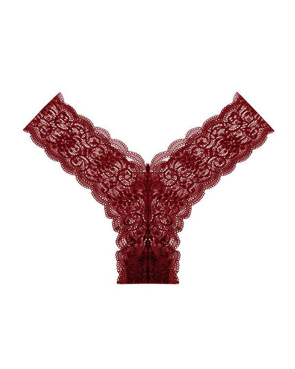 ZASUWA Female V-shape Wasited Flower Lace T-back Panties