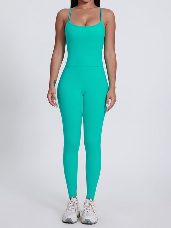 ZASUWA Female Sexy Big U Collar Backless Jumpsuit