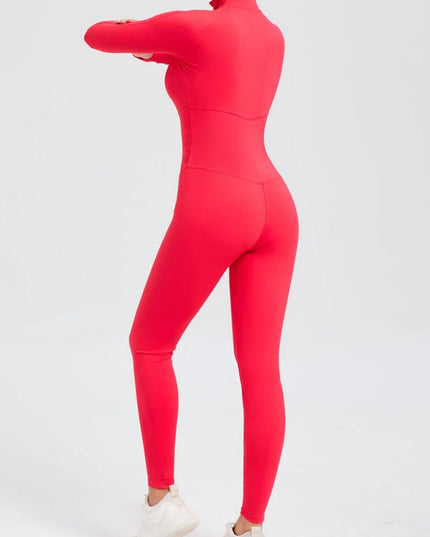 ZASUWA Female Zipper Stand Collar Long-Sleeved Jumpsuit