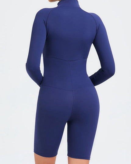 ZASUWA Female Zipper Stand Collar Long-Sleeved Romper