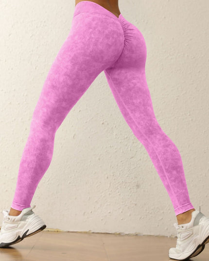 ZASUWA Female Denim Deep V Back Scrunch Bum Leggings