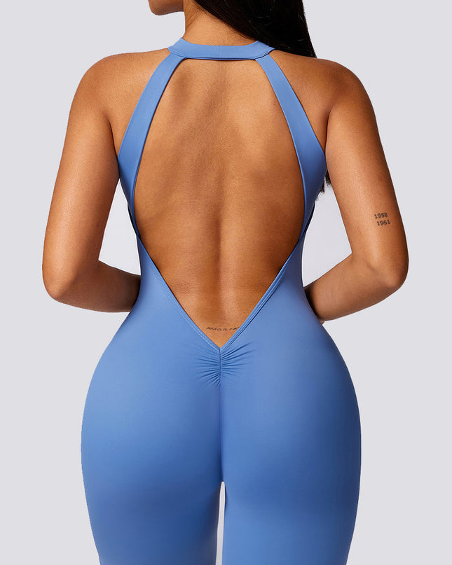 ZASUWA Female Sexy Backless Scrunch Bum Jumpsuit