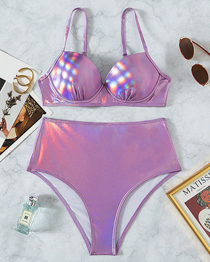 ZASUWA Female Faux Leather Glossy Bikini Sets