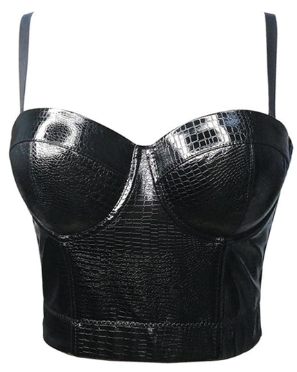 ZASUWA Female Glossy PU Faux Leather Corset Shapewear