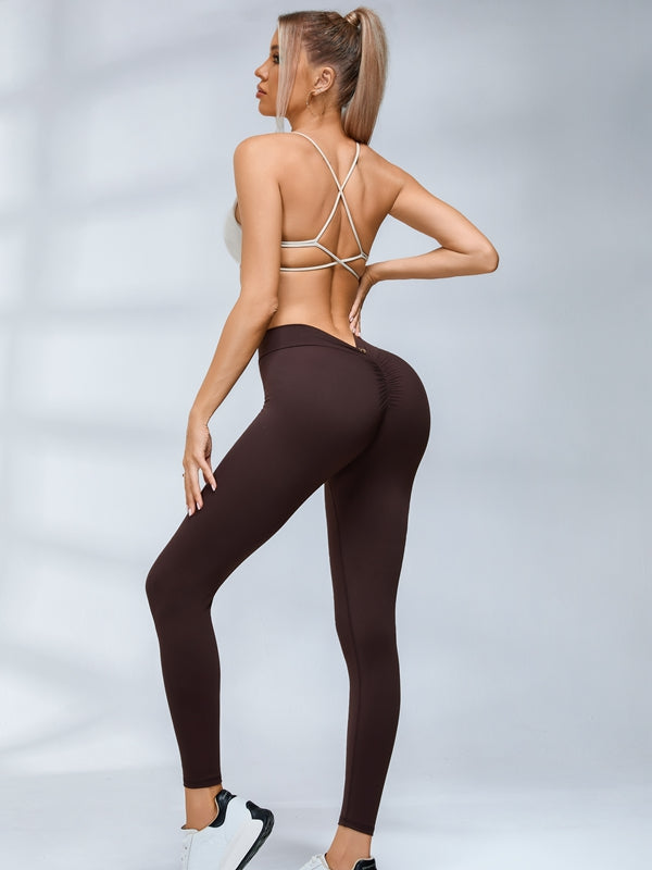 ZASUWA Female Scrunch Bum Deep V Back Cross Back Tracksuit