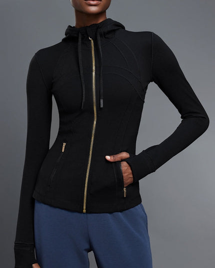 ZASUWA Female Pocket Zipper With Hat Jacket