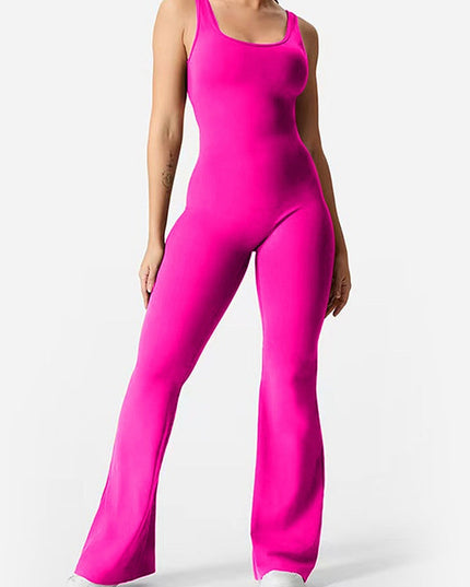 ZASUWA Female Backless Scrunch Bum Flare Jumpsuit