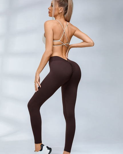 ZASUWA Female Scrunch Bum Deep V Back Leggings