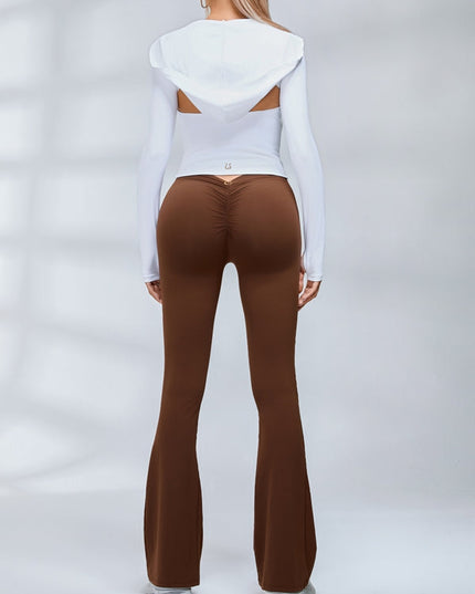 ZASUWA Female Deep V Back Scrunch Bum Flare Leggings