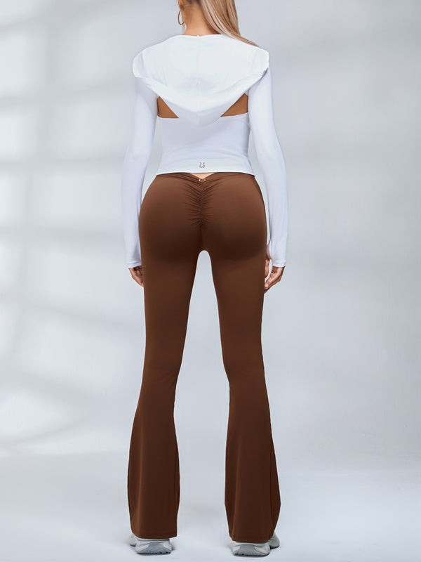 ZASUWA Female Deep V Back Scrunch Bum Flare Leggings