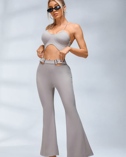 ZASUWA Female Button Cutout Cargo Style Flare Design Tracksuit