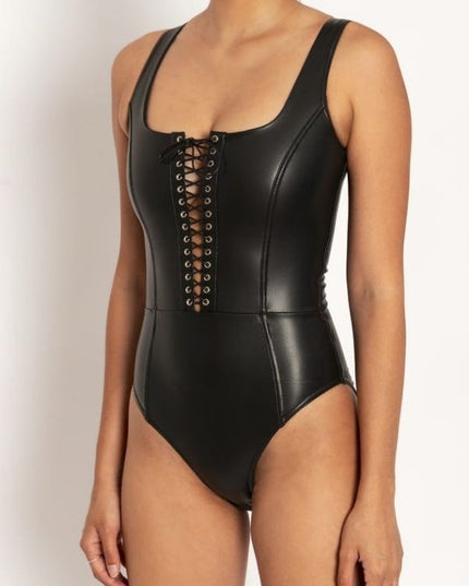 ZASUWA Female Faux Leather Magic Pipate Lace Up Bodysuits❤️