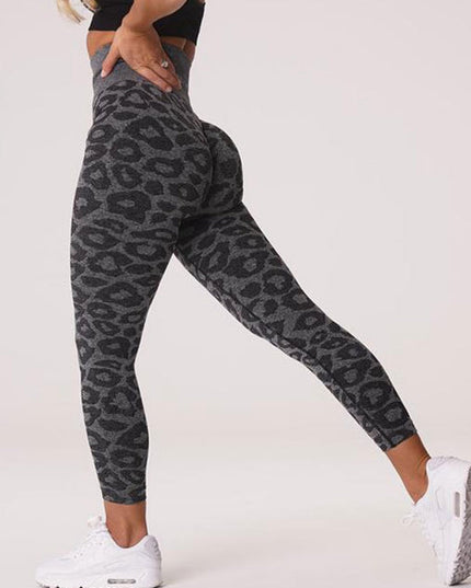 ZASUWA Female Leopard Print Scrunch Bum Seamless Leggings