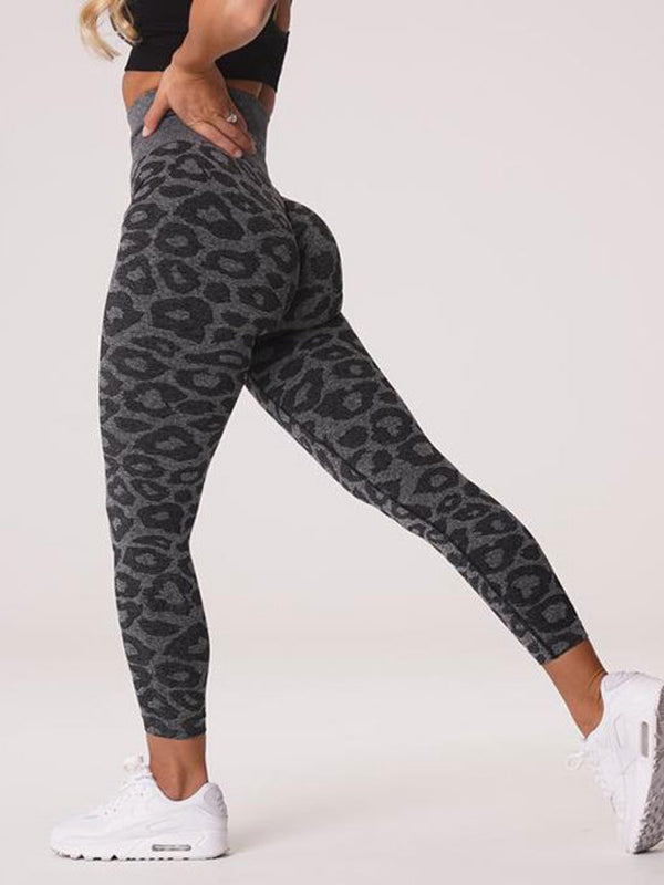 ZASUWA Female Leopard Print Scrunch Bum Seamless Leggings