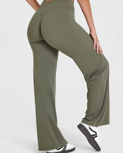 ZASUWA Female Solid Color Casual Loose Flare High-rise Leggings