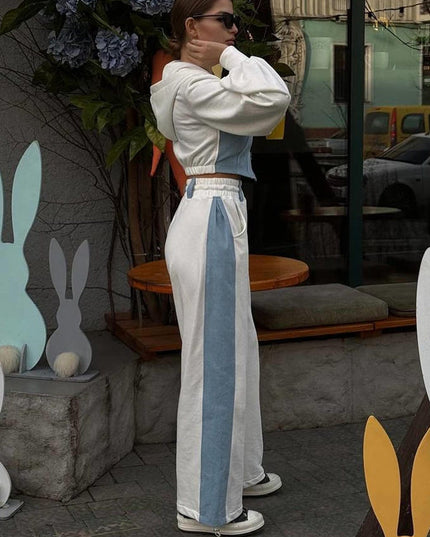 ZASUWA Female Sexy Contrast Color Pocket Casual Tracksuit